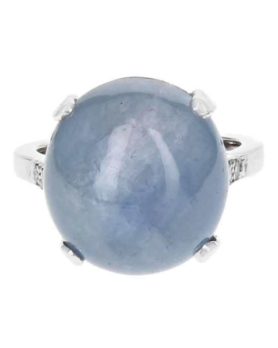 Blue Star Sapphire and Diamond Accent Ring